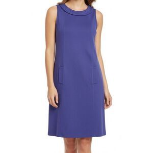 Boden Mini Dress Size 6 Blue Reverse Peter Pan Collar Mod Retro Preppy Work